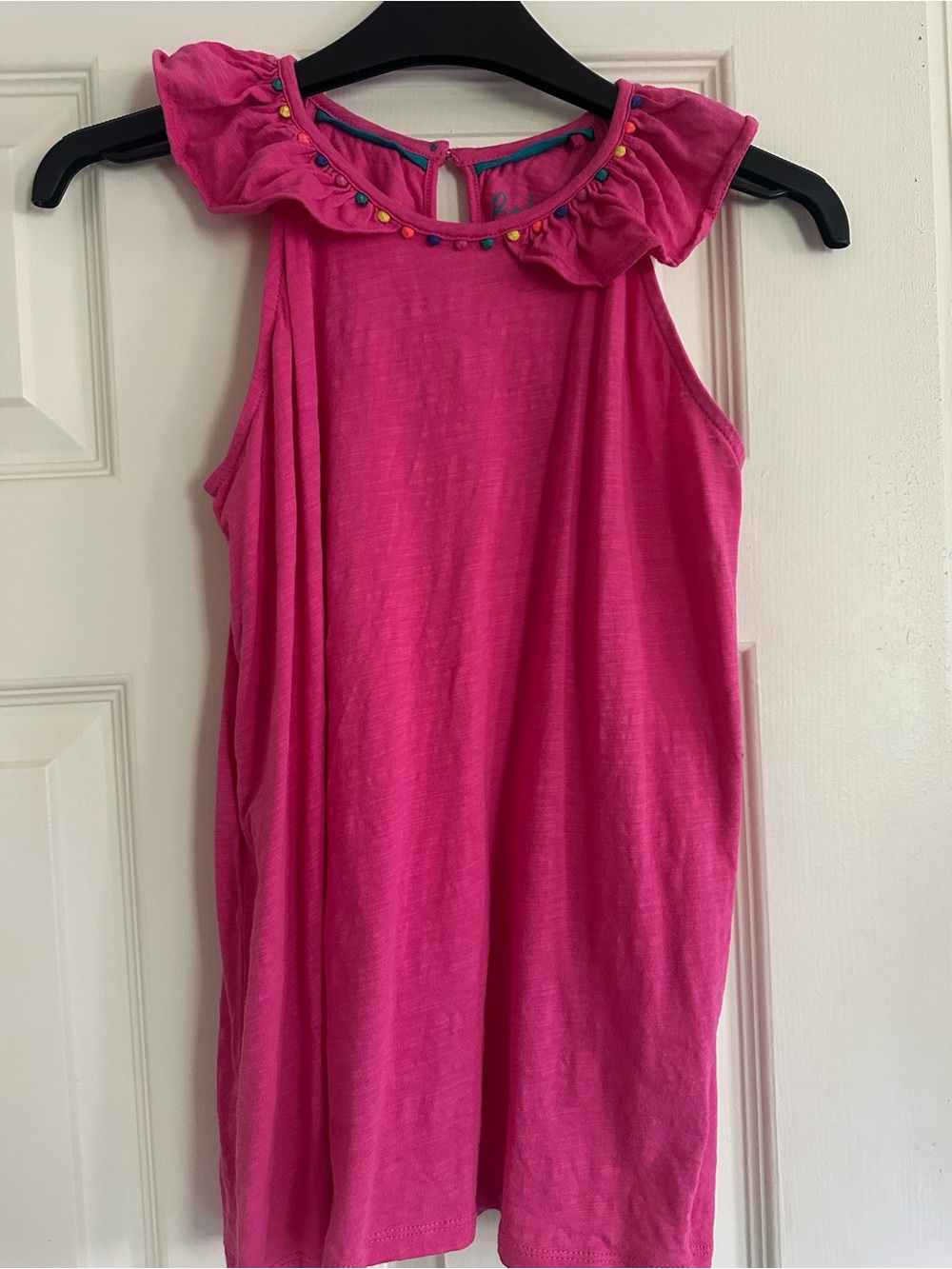 NWOT Boden girls Fuchsia Ruffle Neck Tank Top age 13-14y